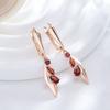 Fashion  Rose Gold Color Long Dangle Earrings For Women Unique Red Natural Zircon Accessories Vintage Wedding Jewelry