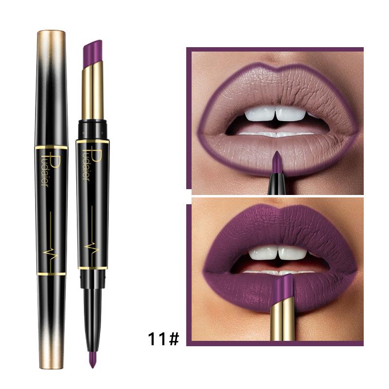 Dobbelhodet leppestift lipliner matt lipgloss 16 farger leppestift