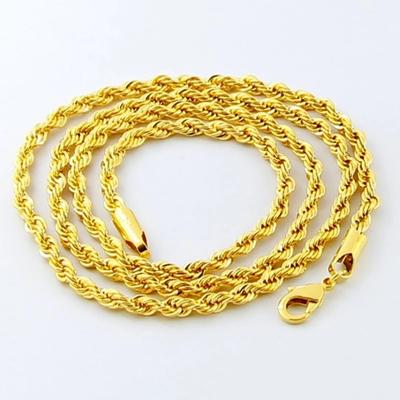 18K Gold Necklace 3MM Twisted Rope Twist Electroplating Gold Necklace for Men Women Wedding Jewelry Gifts