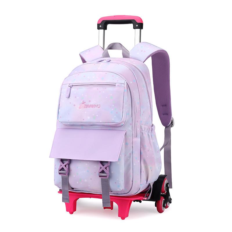 Zaino trolley con ruote per ragazza zaino di grande capacità zaino leggero borsa per libri borsa per scuola elementare con ruote