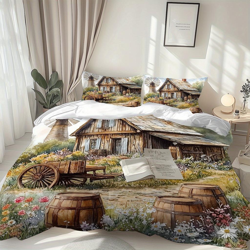 American Style Bedding Set Soft Polyester Duvet Cover Set Quilt Cover With Pillowcase For Bedroom Decor Birthday Gift For Girls