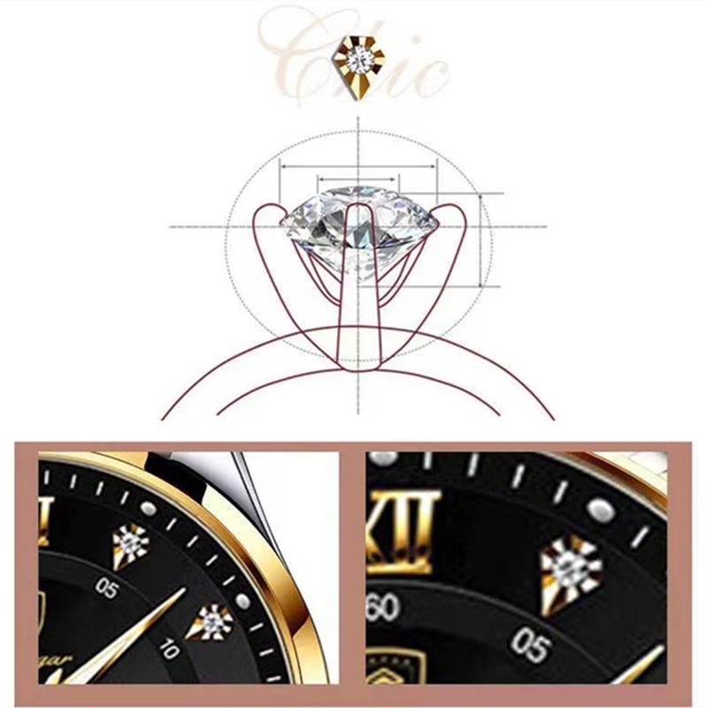 2023 Aktueller Trend, modische Herrenuhren mit großem Zifferblatt, diamantverzierte Uhren, automatische Quarzuhren mit Stahlarmband, leuchtende Zeiger, Doppelkalenderuhr