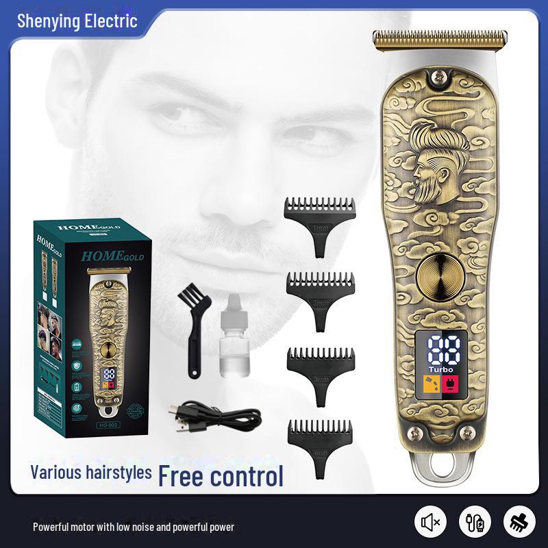 Rechargeable Silent Electric Hair Clipper with Digital Display - Edge & Oil Head, Ideal for Home Use & Hair Salons.