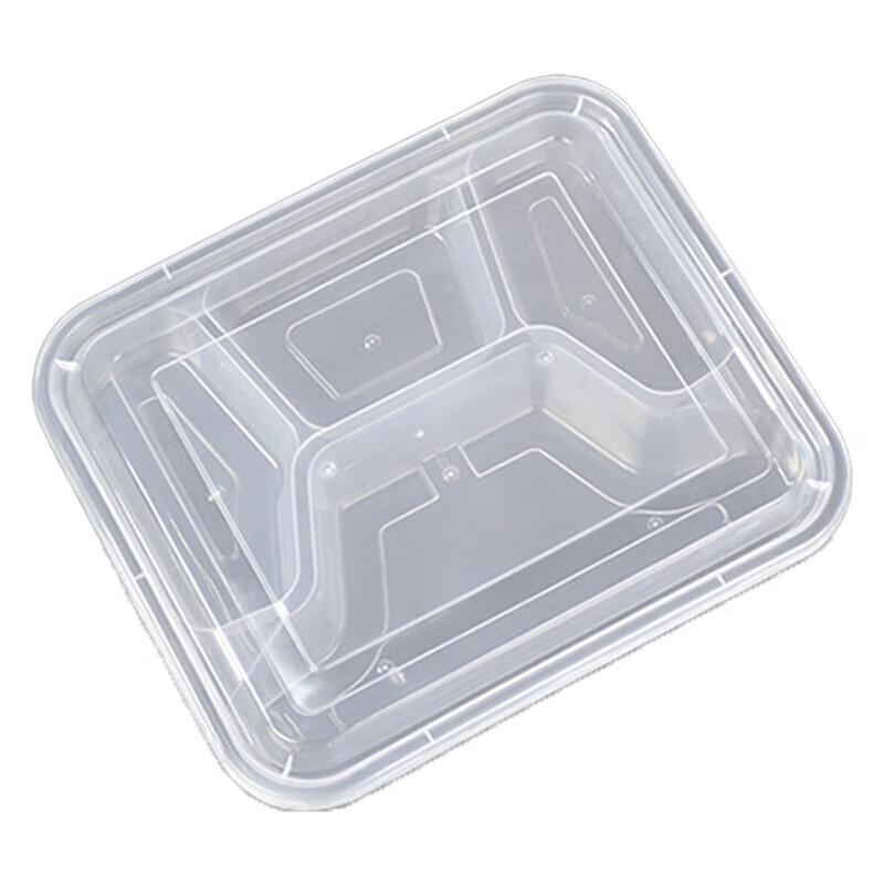 Tongyuan Disposable Transparent Plastic 4-Compartment Meal Prep Containers, 1000ml