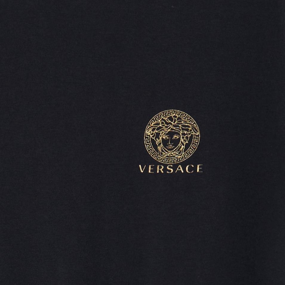 Versace Ss22 Printed Solid Round Neck Short Sleeve T-Shirt Men Tops Black A232741-AUU0100-5A1008