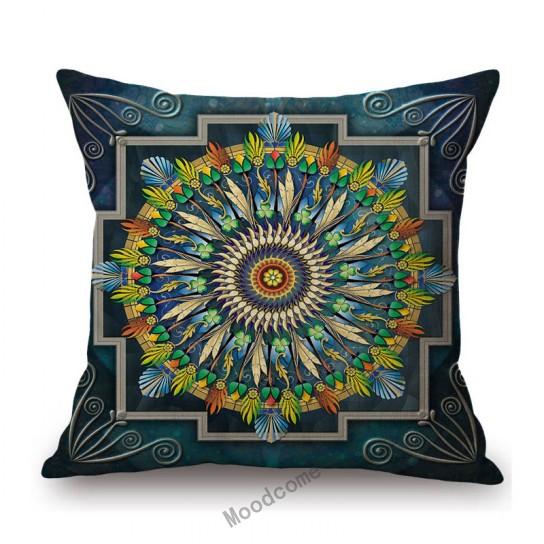 Special Sale Mandala Motif Bohemian Mediterranean Floral Plant Pattern Linen Home Decoration Pillow Case Sofa Cushion Cover Case