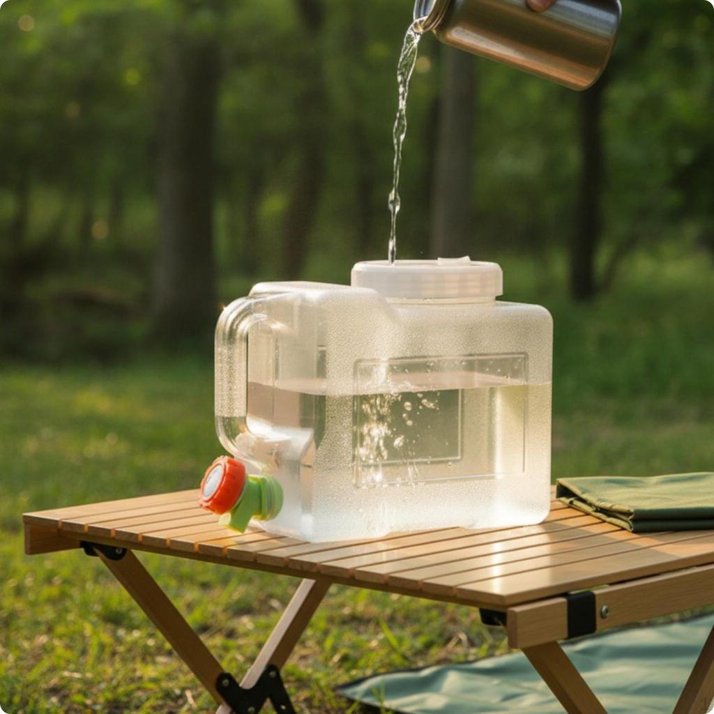 Water Container with Spigot Clear Jug Compact for Campers, Journeyers, Camping,