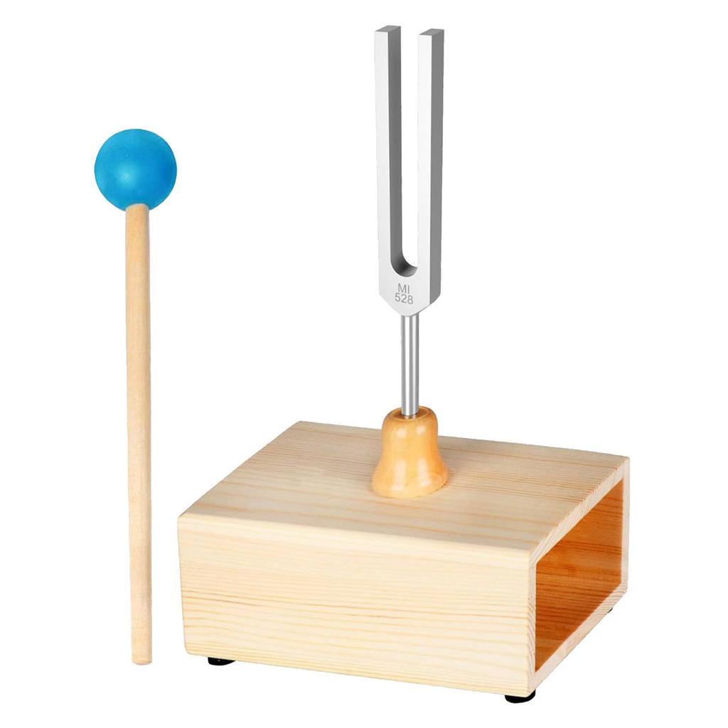Kamerton 528Hz Stop Aluminium Zestaw ze Skrzynką Rezonansową Niebieski Silikonowy Młoteczek Akcesoria do Instrumentów