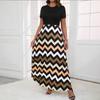 Women's Summer Print Fashion Temperament Wavy Patchwork Dress
