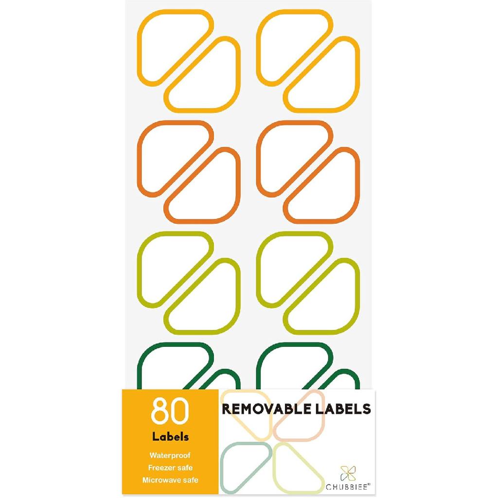 CHUBBIEE Removable Waterproof Food Labels, Write-on Kitchen Labels for POP Food Storage Containers, Jars and Home Organization, Pantry & Spice