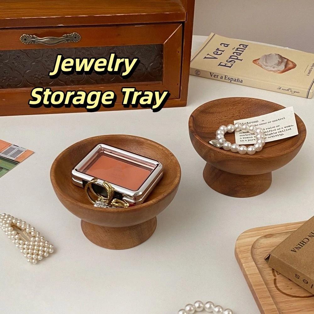 Ear Studs Case Wood Jewelry Display Tray Retro Wooden Fruit Tray  Household Storage