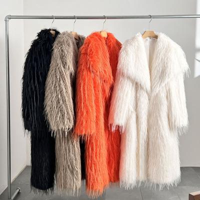 Tassel Fur Coat Extended Solid Color Faux Fur Coat Autumn and Winter New Fur Coat