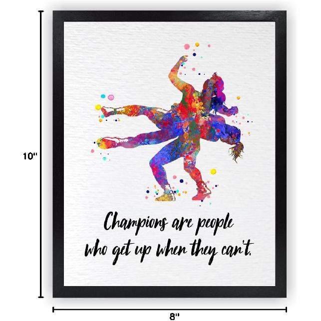 Dignovel Studios 8X10 Unframed Wrestling Girls Wrestler Sports pirational Quotes Watercolor Art Print Poster Wall Hanging Decor DN817