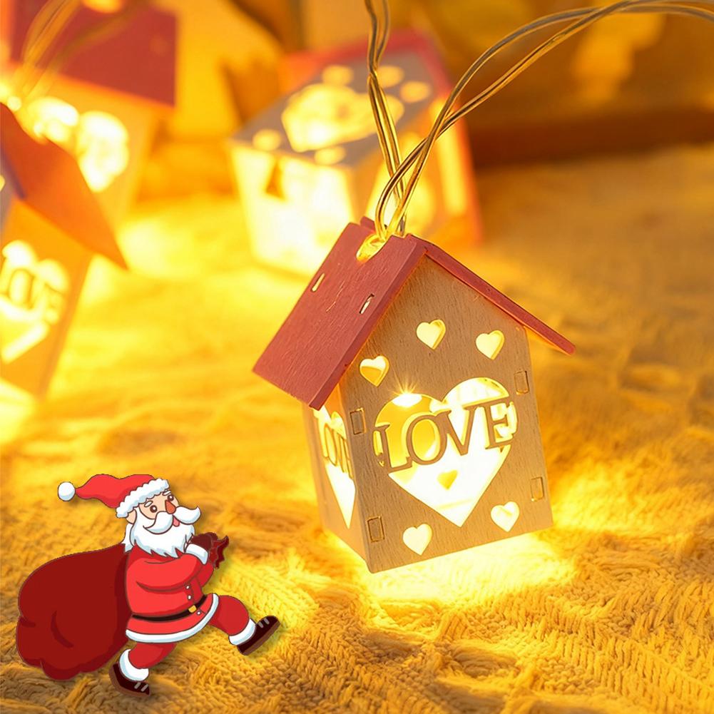1.5/2/3m LED Christmas Decoration Wood House String Light Santa Claus Christmas Trees Battery USB String Lighting for Home Decor