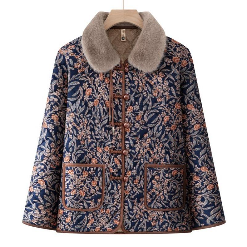 Padded jacket women's winter padded jacket thickened jacket old lady velvet warm clothes winter padded jacket