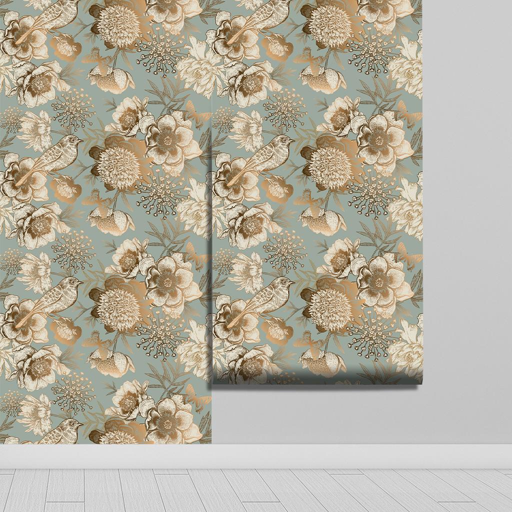 Vintage Floral Birds Tree Flower Self-Adhesive Wallpaper Peel And Stick Removable Wall Stickers for Bedroom Home Decor