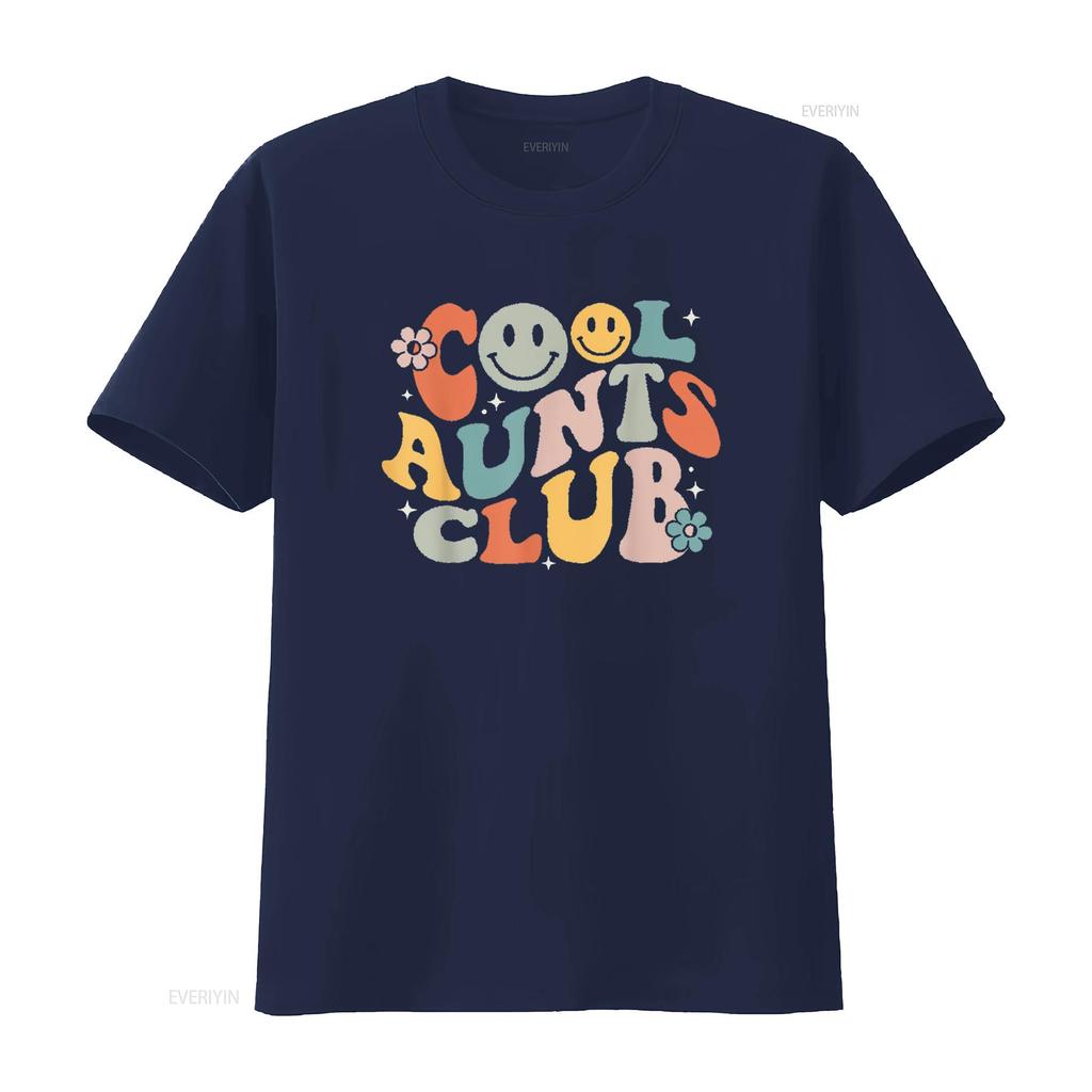 Cool Aunts Club Groovy Retro Smile Aunt Auntie Mother s Day T Shirt Black vintage Washed Top For Everyday Wear Versatile Casual