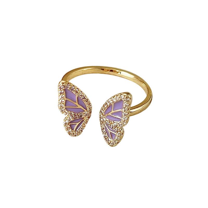 Inspired Trendy Ins Butterfly Adjustable Ring For Women Made From Copper With Eyecatching Design