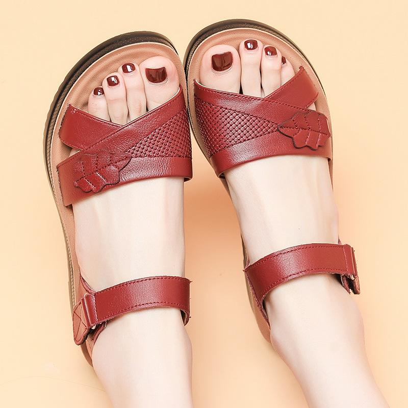 

Модные женские сандалии с мягкой строчкой, удобные плоские открытые пляжные туфли, обувь для походов, модные женские тапочки, обувь 3 цветов 41 красный