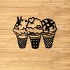 Metal Wall Art Ice Cream Decor Iron Heart Design Indoor Outdoor Kitchen Gift
