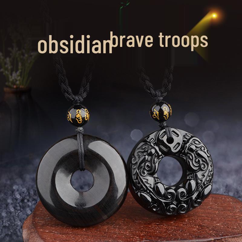Obsidian Pixiu Pendant Necklace for Men and Women - Attract Wealth and Good Luck with Crystal Accessories