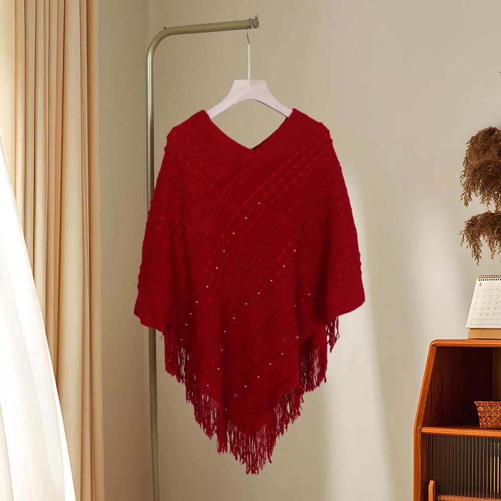 Women's Knitted Tassel Shawl: Fashionable, Versatile & Warm Autumn/Winter Cape Scarf