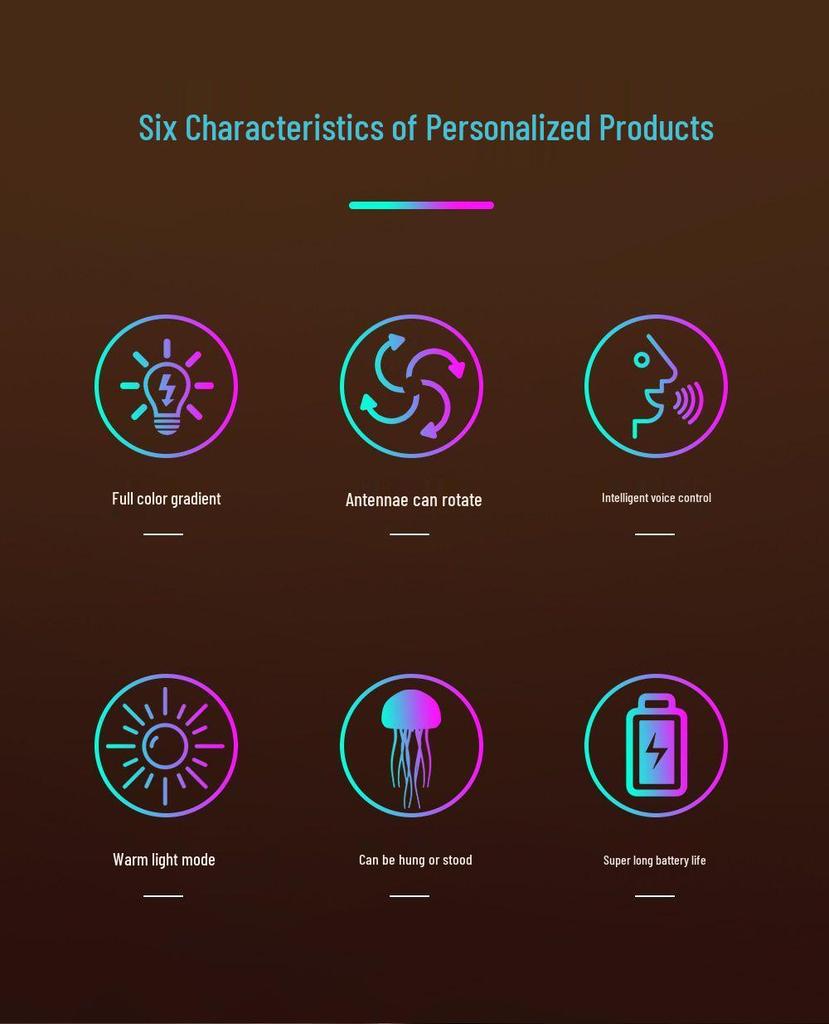 Sound-Controlled Gradient Jellyfish Night Lamp: Seven-Color Changing Bedside Pendant Light with Creative Induction Atmosphere