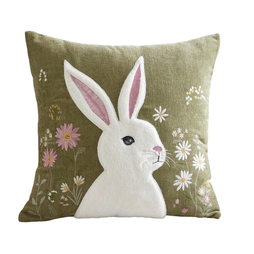 New 45×45cm Easter Bunny Pillow Cover Forest Style Removable Pillowcase Soft 3D Embroidery Sofa Cushion Case Home Decoration