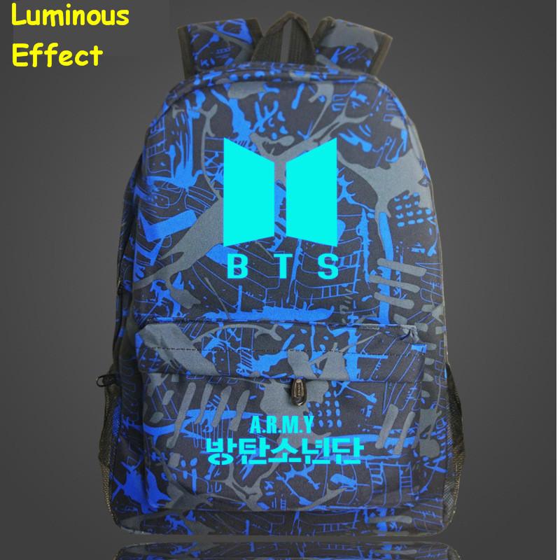Bts Kpop Bangtan Boys Leuchtender Rucksack Mode Nylon Schulter Reise Tasche Schule