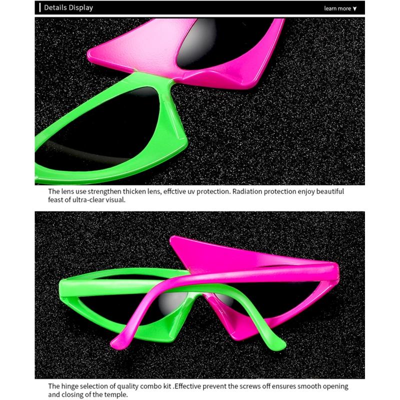 Occhiali da Sole Divertenti Unisex per Feste Occhiali Asimmetrici Anni '80 Occhiali Rosa Shocking e Verde Neon per Danza Hip Hop Festa di Halloween