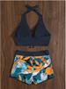 European & American Print Backless Bikini Swimsuit