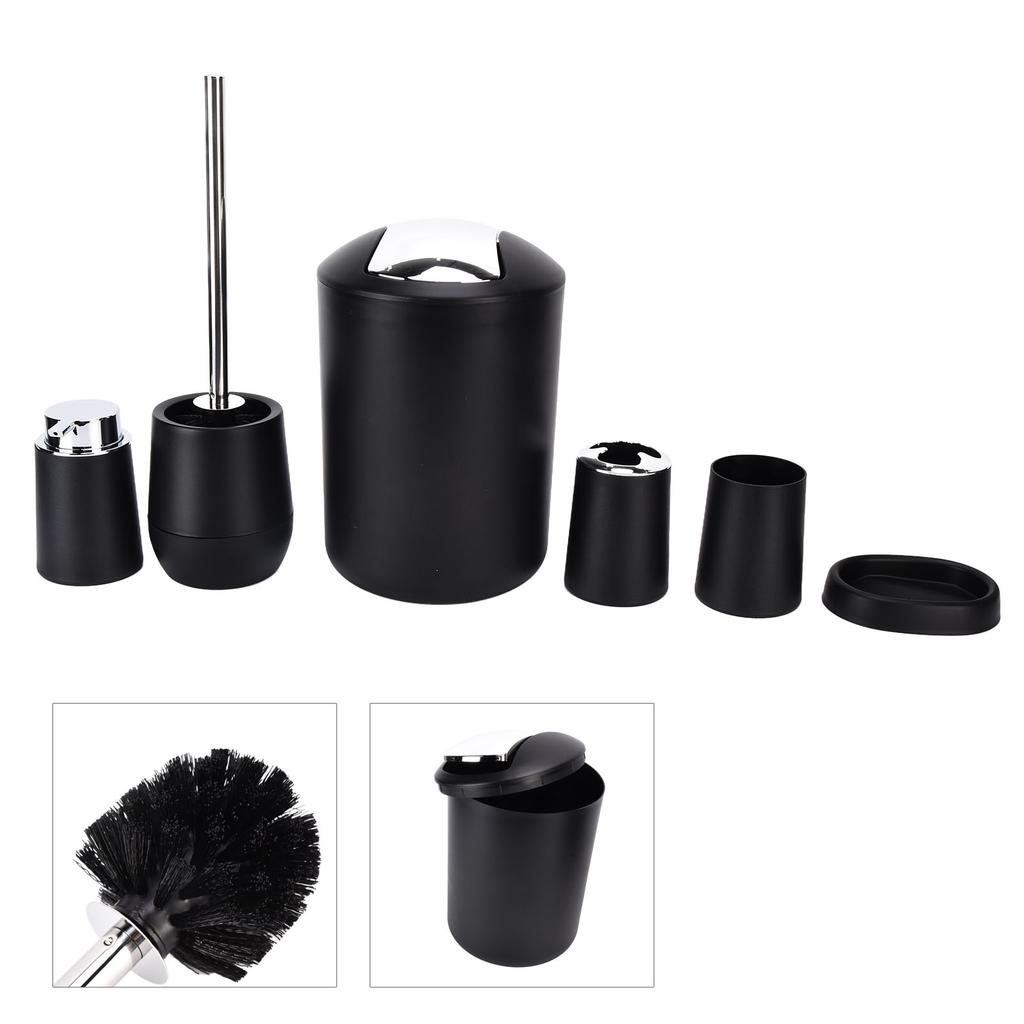 6Pcs Set Bathroom Accessories Set Electroplating Toothbrush Holder Trash Can Kit for Home