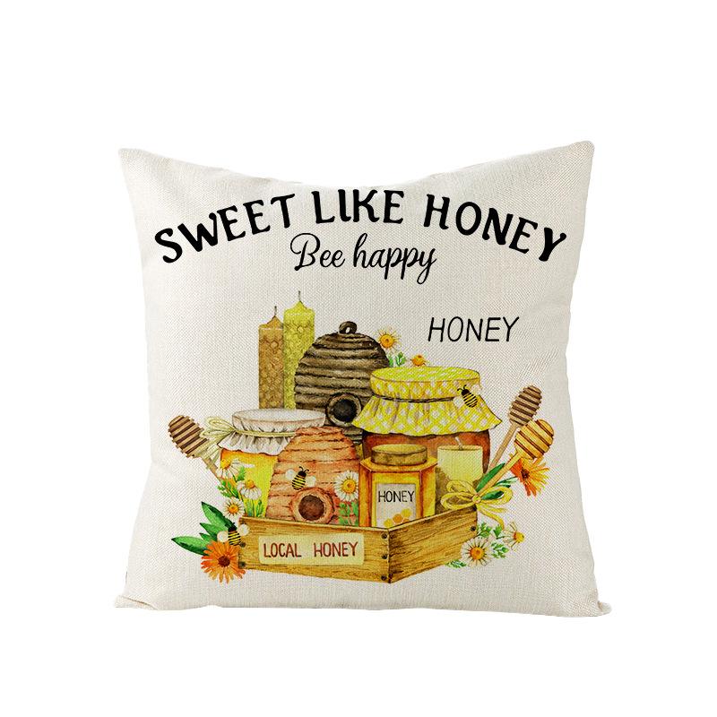 

Pillow Cover Set for Spring Polyester Printed Bee Pillow Cover Living Room Sofa Pillow Cushion 45 * 45Cm (without pillow core)