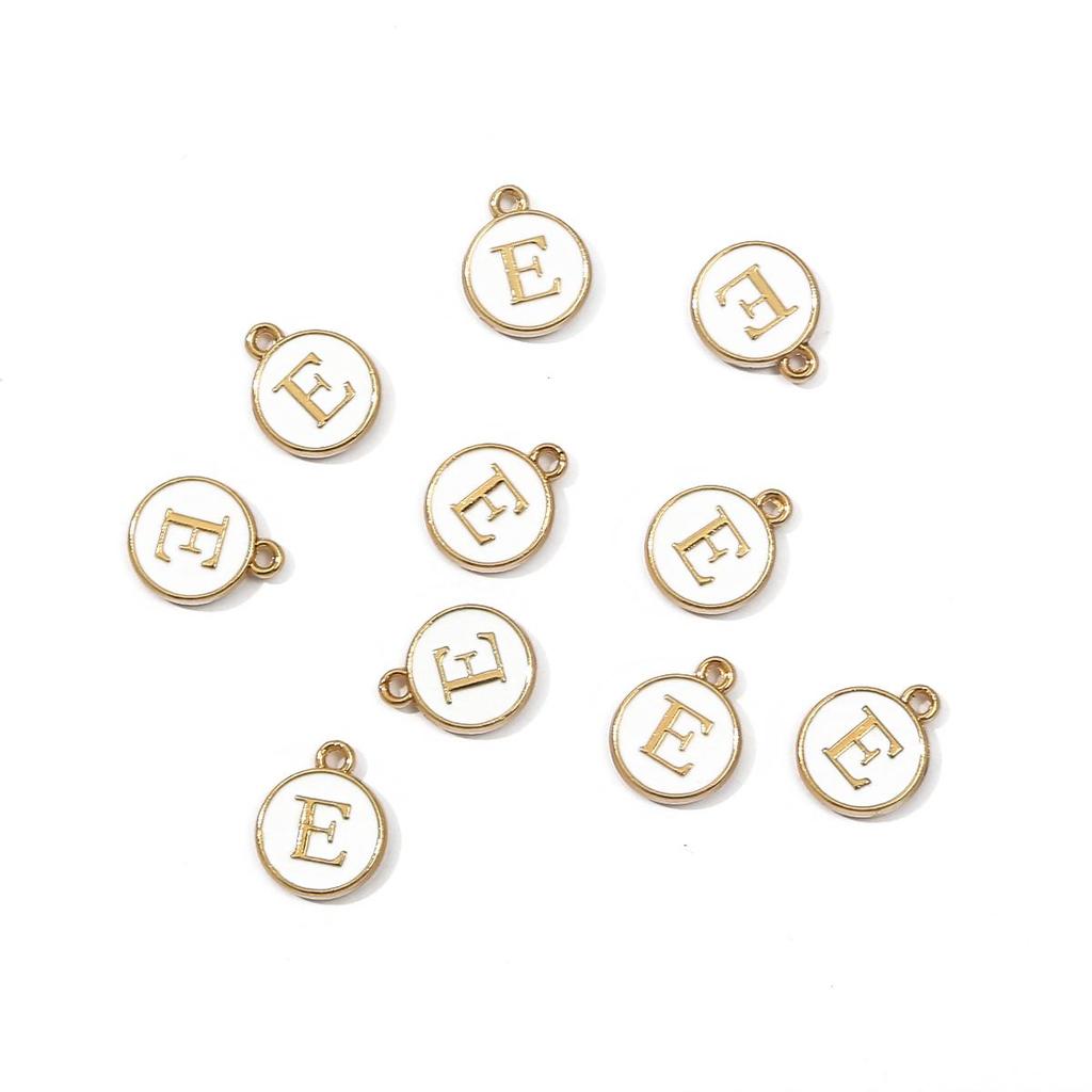 10Pcs 12x2.5mm Alphabet Double Face Charms Pendant Beads for Jewelry DIY Findings