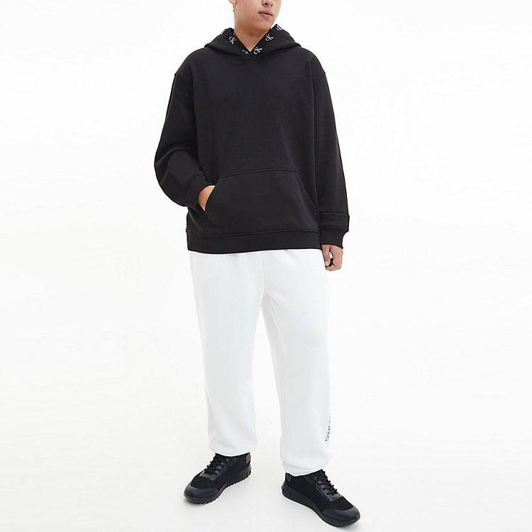 Calvin Klein Fw22 Solid Color Logo Embroidered Hoodie Unisex Hoodies Black J30J321883-BEH