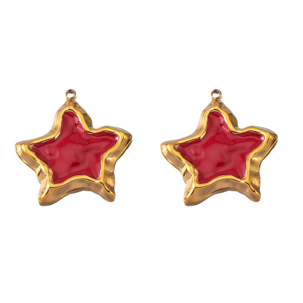 2pcs Stainless Steel Irregular Red Necklace Charms Gold Plated Imitation Pearl Earrings Component DIY Necklaces Jewelry Findings
