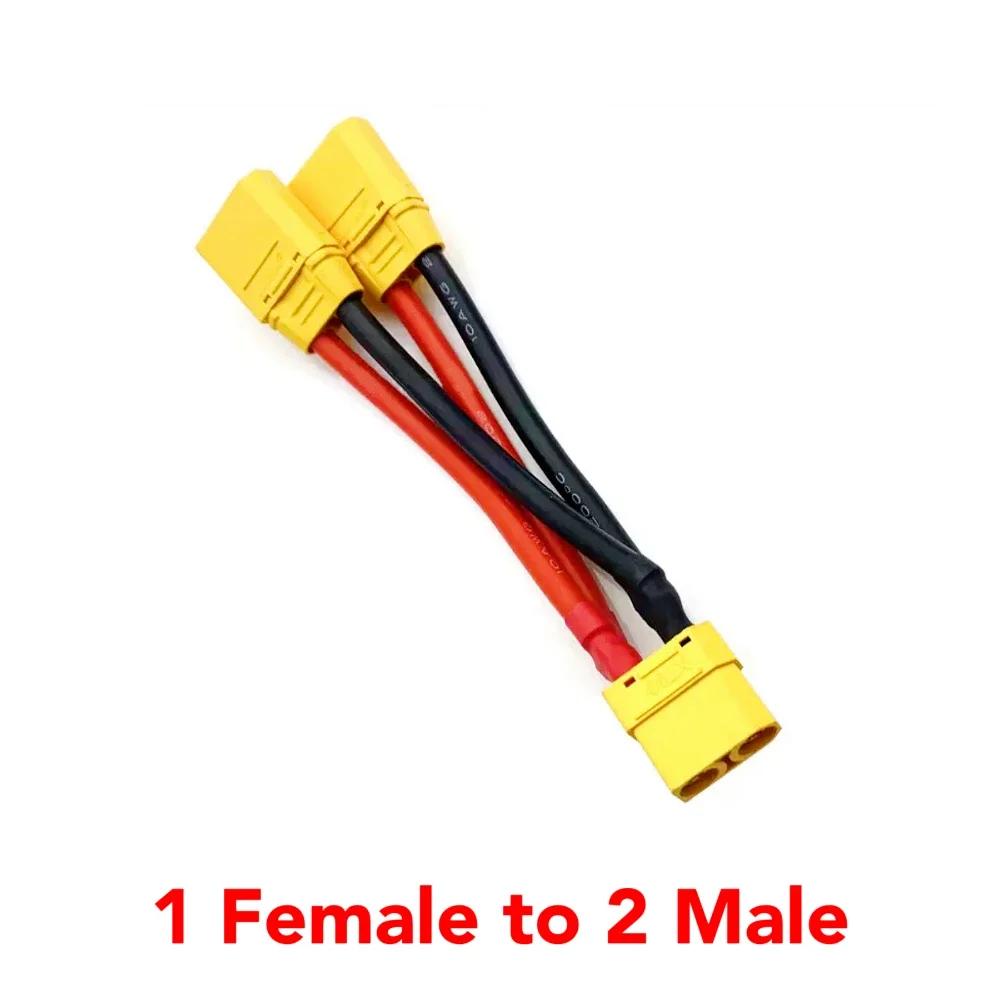 XT90 Parallel Battery Connector Male/Female Cable Dual Extension Y Splitter 3-Way 14AWG Silicone Wire for Battery Charger Motor