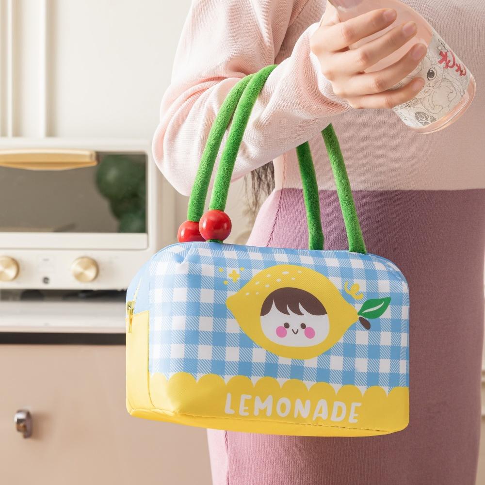 Fruit Pie Cartoon Lunch Bag Thickened Large Capacity Insulated Bag Student Work Lunch Bag Velvet Handheld Ice Bag