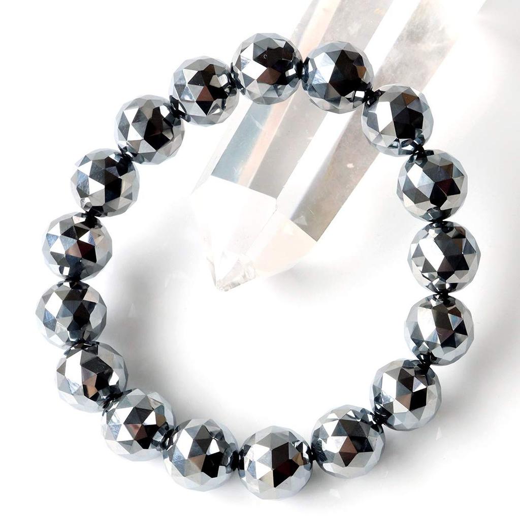 [GOLD STONE] Terahertz Crystal Star Cut 100-Face Bracelet, 12mm, 99.9999% Purity, Includes Exclusive Box, Inner Diameter Approximately 19cm