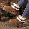 Foreign trade new large size plush thick-soled cotton shoes women's thickened color matching warm short snow boots