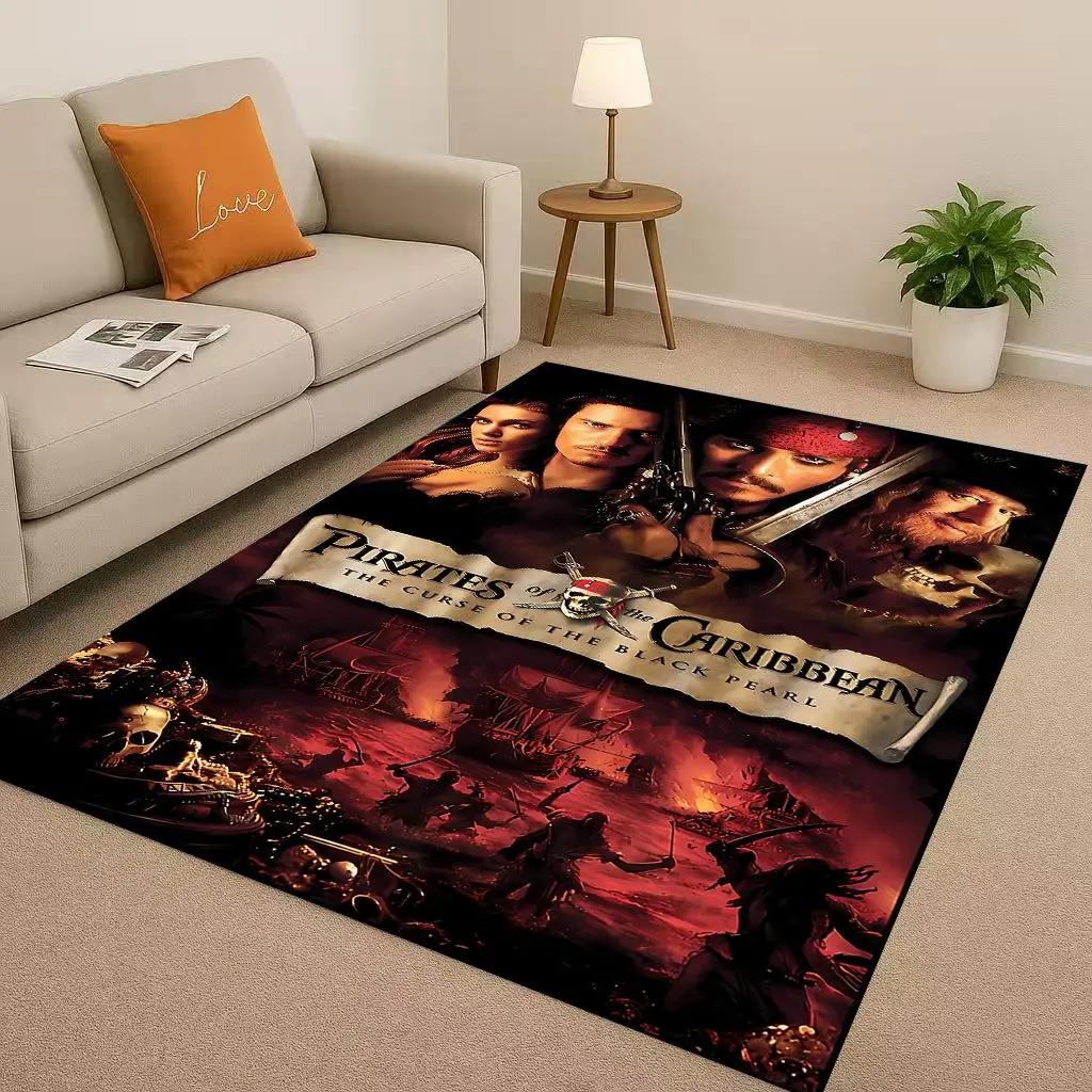 3D Pirates of The Caribbean Jack Johnny Depp Christmas Living Room Non-Slip Area Rug Carpet for Bedroom Sofa,Home Doormat
