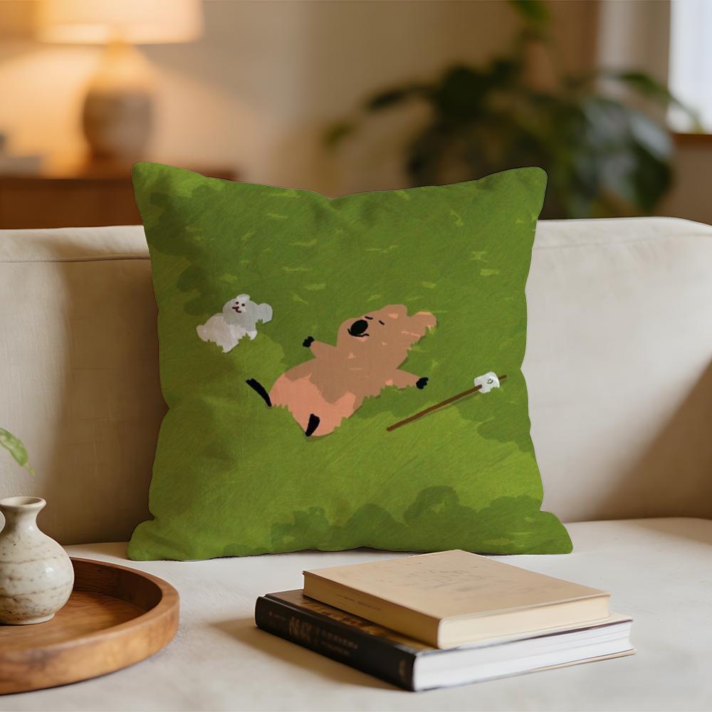 Cartoon DDinotaengs Cute Cushion Cover Short plush pillowcase for bed sofa carwashable