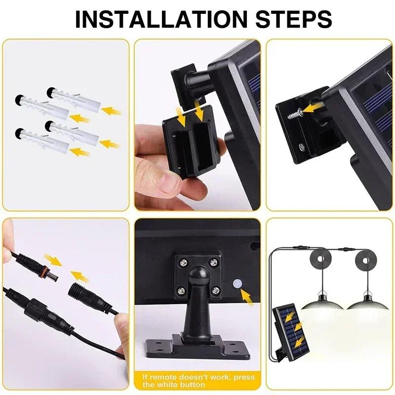 New Solar Power Pendant Light Remote Outdoor Lamp Waterproof Garden Chandelier Indoor Garden Yard Shed Barn LED with Remote