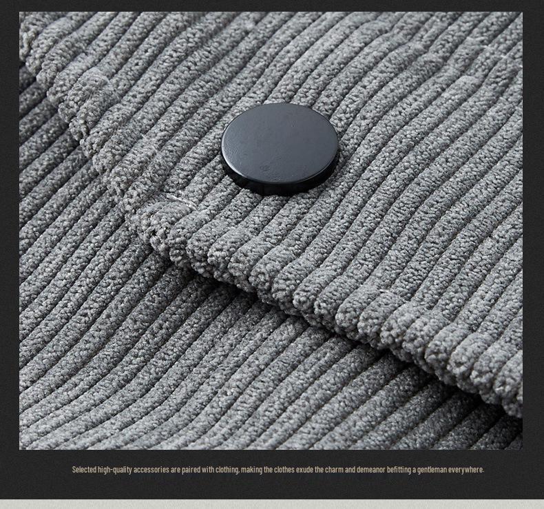 Men's Autumn/Winter 2025 Corduroy Lambswool Jacket - Thickened Warm Outerwear for Middle-Aged Men