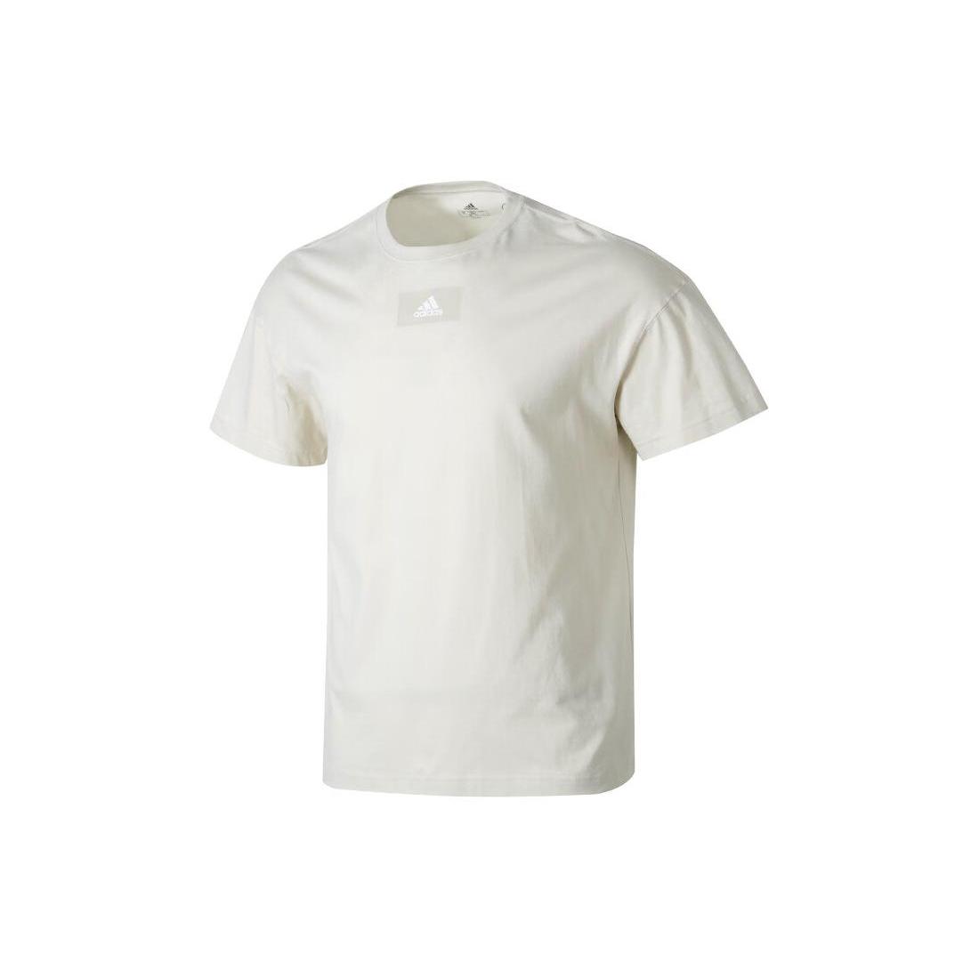 Adidas T Shirts Men s Ecru Crew Neck Moderate Straight Fit HK2856 2XL
