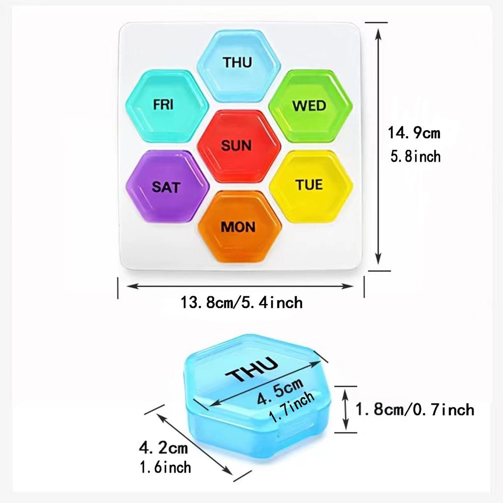 7 Day Pill Organizer Case Portable Plastic Medication Planner for Vitamins Fish Oils Supplements Capsule Container