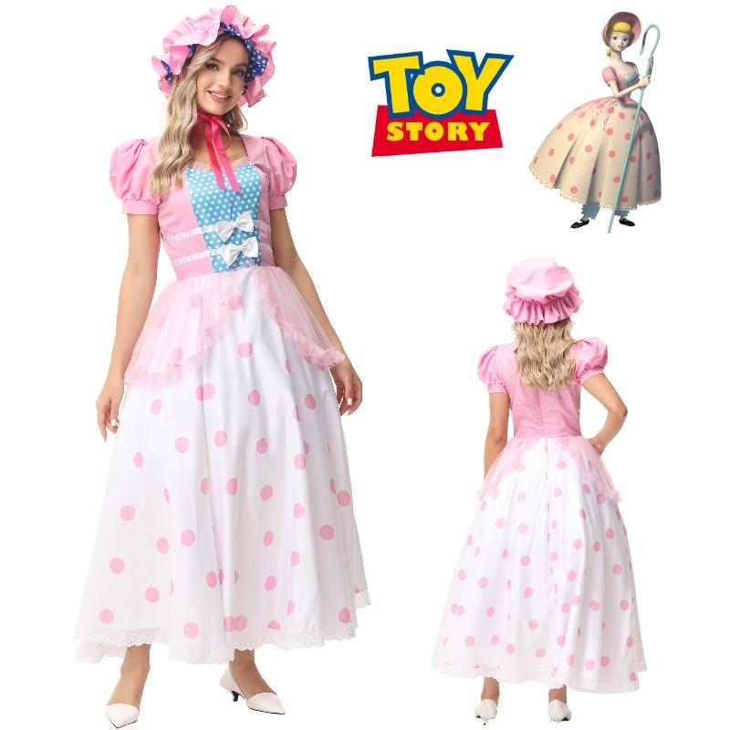 Pink Polka Dot Shepherdess Adult Cosplay Costume For Halloween Ymks Brand
