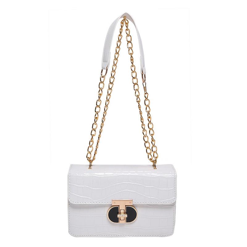 Стильная Современная Минималистичная Сумка Маленькая Квадратная с Замком для Женщин в Шикарных Цветах белый