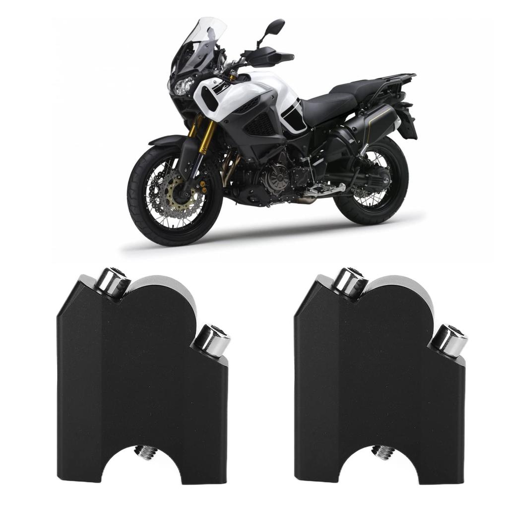 Set of 2 Handlebar Riser Mount Clamps - Aluminum Alloy Replacement for Yamaha XT1200Z Super Tenere 2010-2014 (Black)