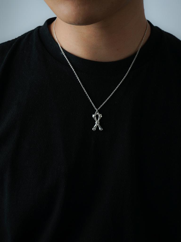 Core Brass Memento Mori Bones Pendant Necklace